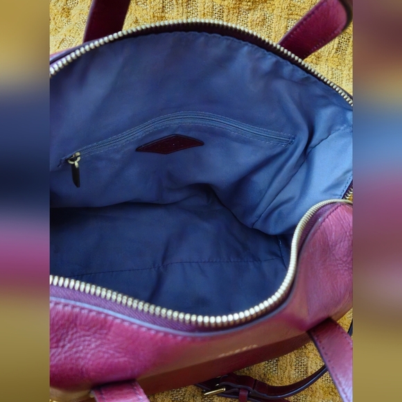 Fossil Sydney Raisin Leather Satchel - Picture 2 of 8